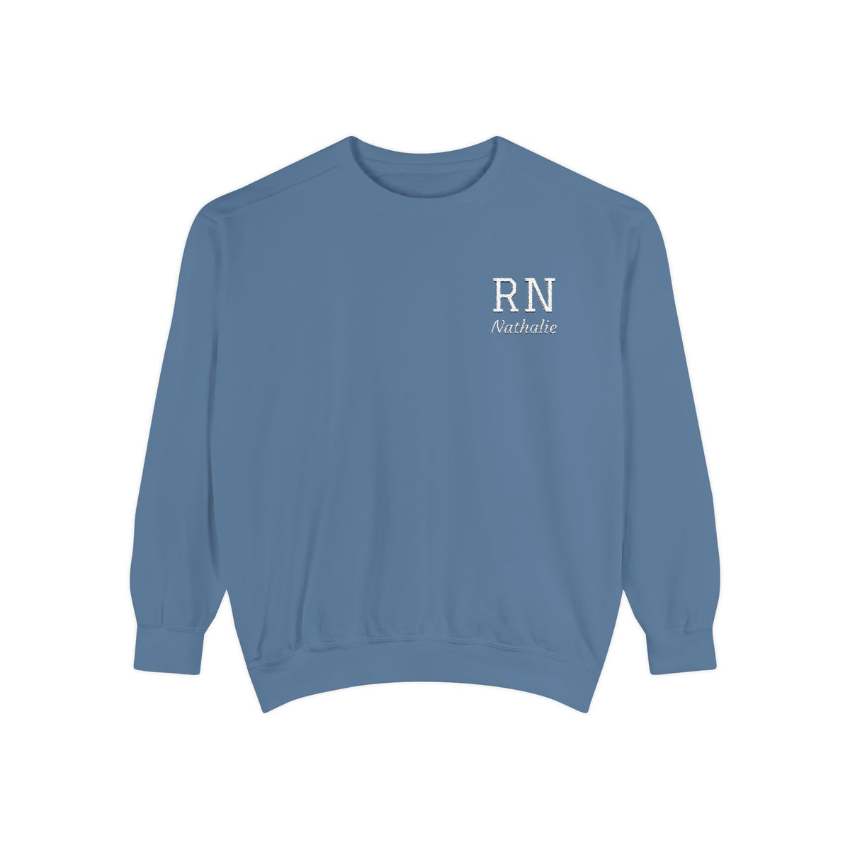 Personalized Embroidered RN Nurse Sweatshirt | Custom Name Registered Nurse Crewneck | Nurse Graduation Gift | Comfort Colors | Pocket Design