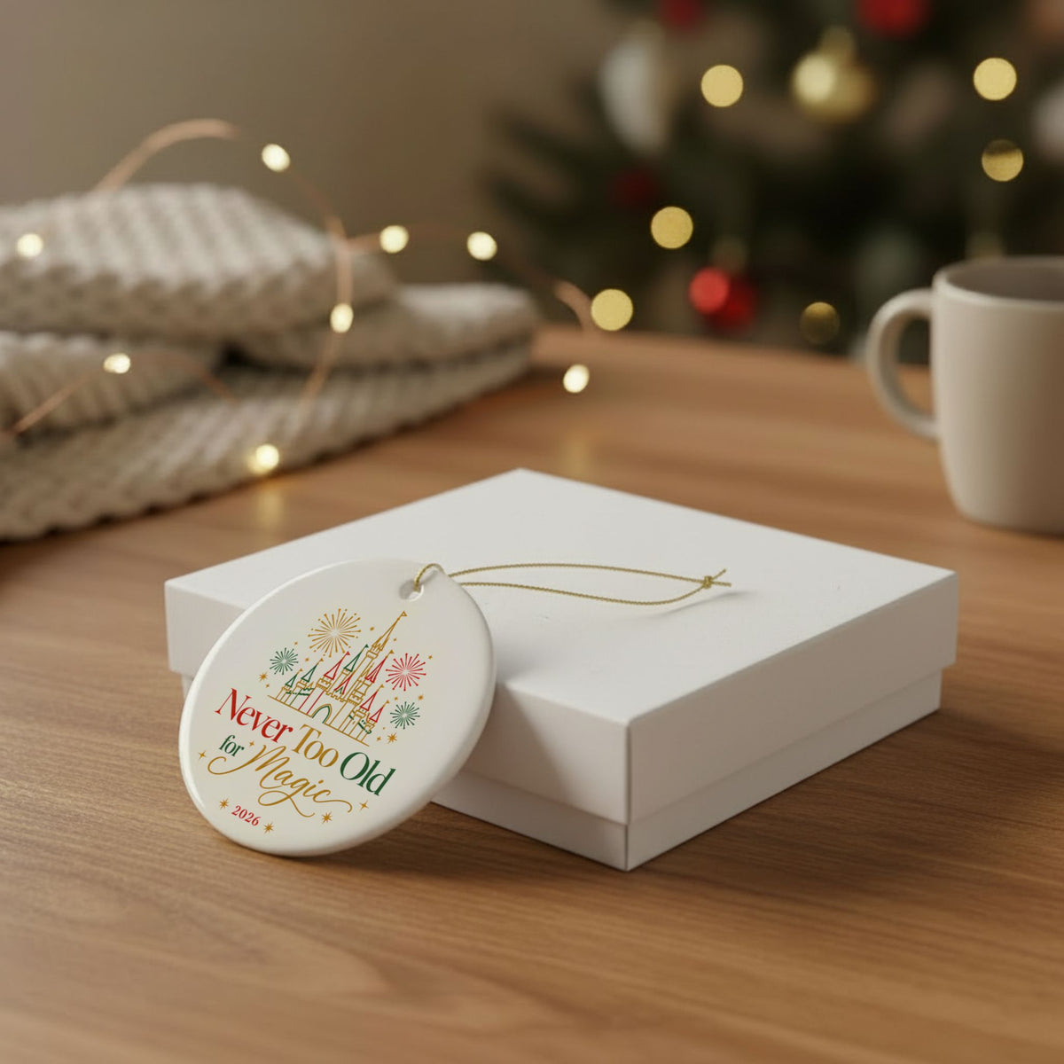 Never Too Old for Magic 2026 Ceramic Christmas Ornament