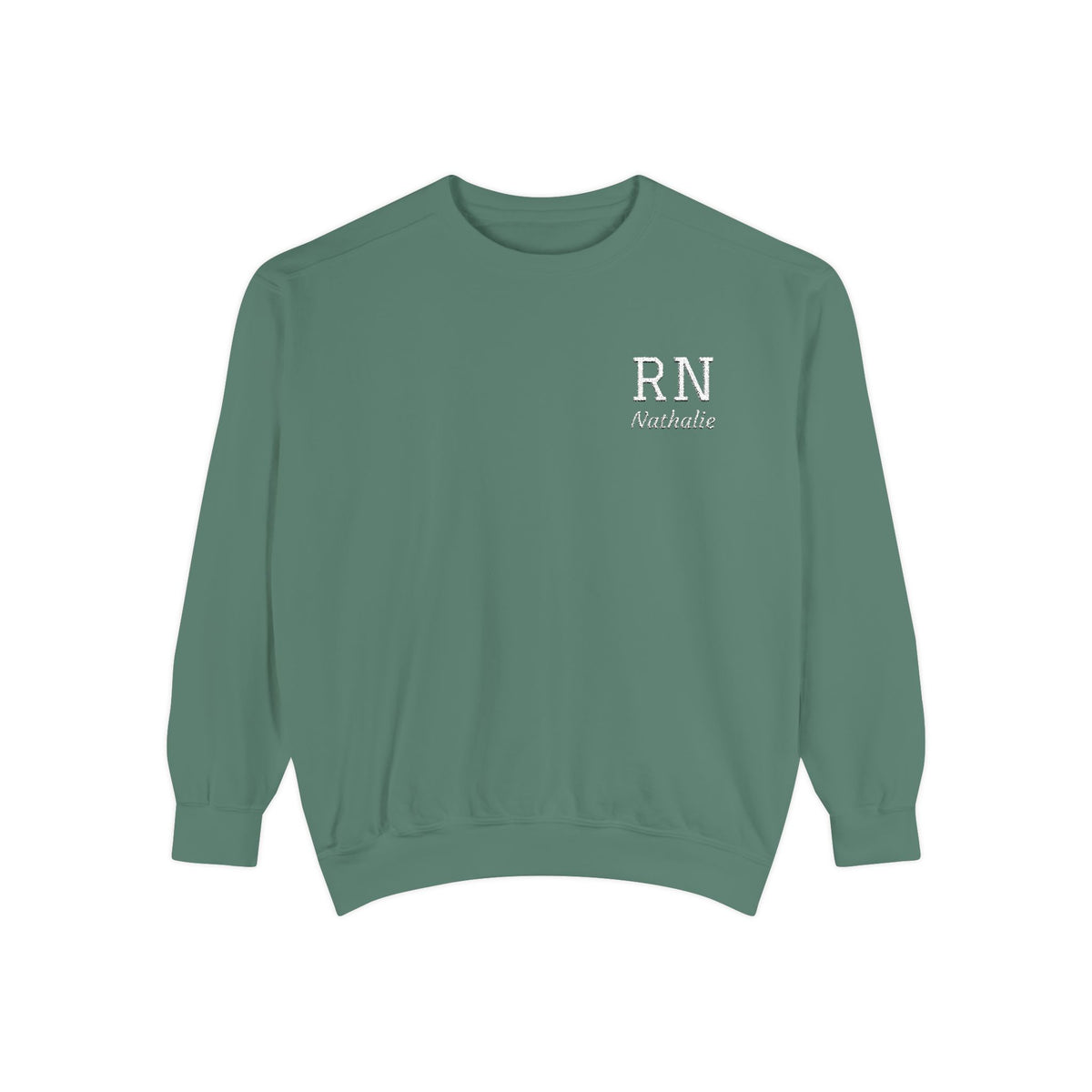 Personalized Embroidered RN Nurse Sweatshirt | Custom Name Registered Nurse Crewneck | Nurse Graduation Gift | Comfort Colors | Pocket Design