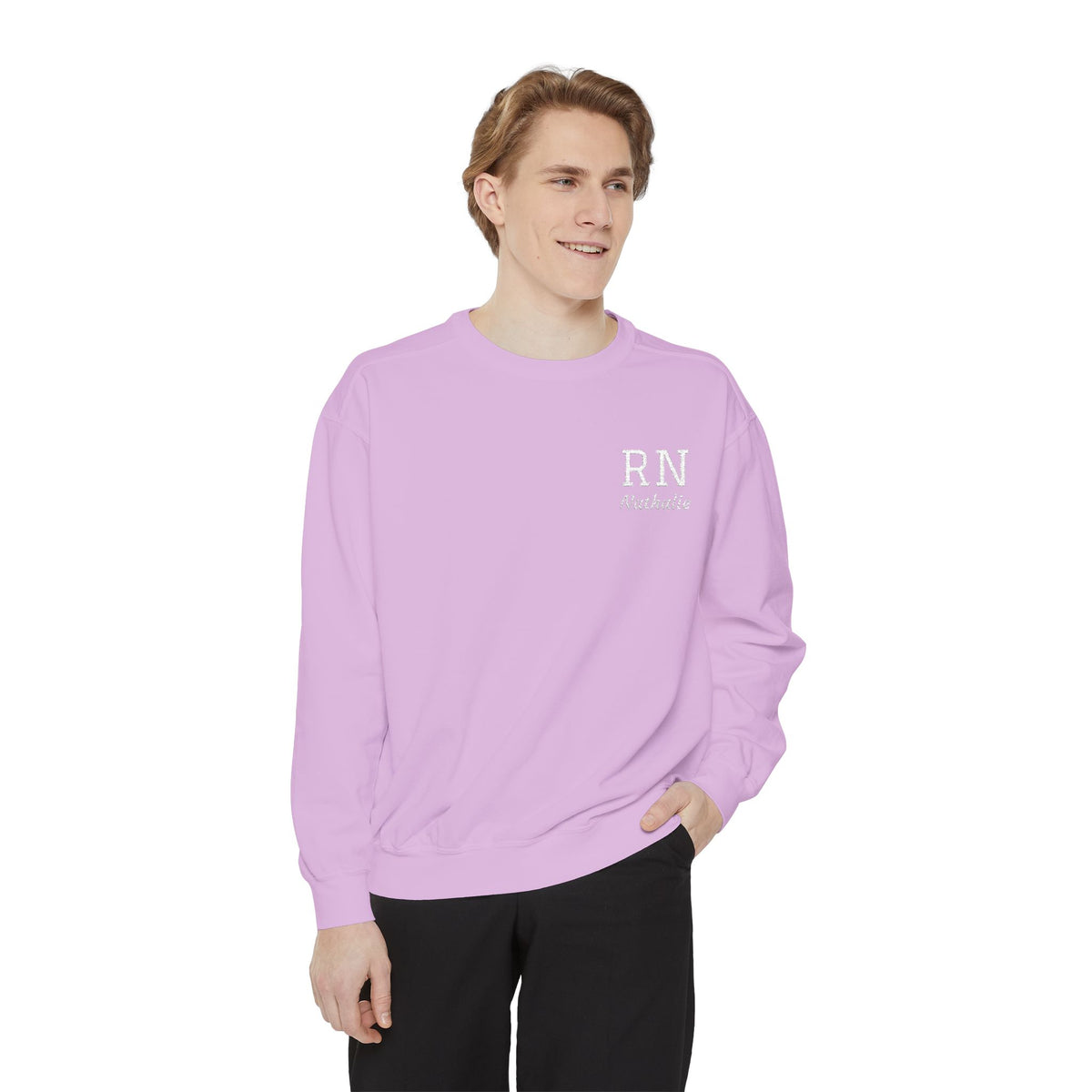 Personalized Embroidered RN Nurse Sweatshirt | Custom Name Registered Nurse Crewneck | Nurse Graduation Gift | Comfort Colors | Pocket Design