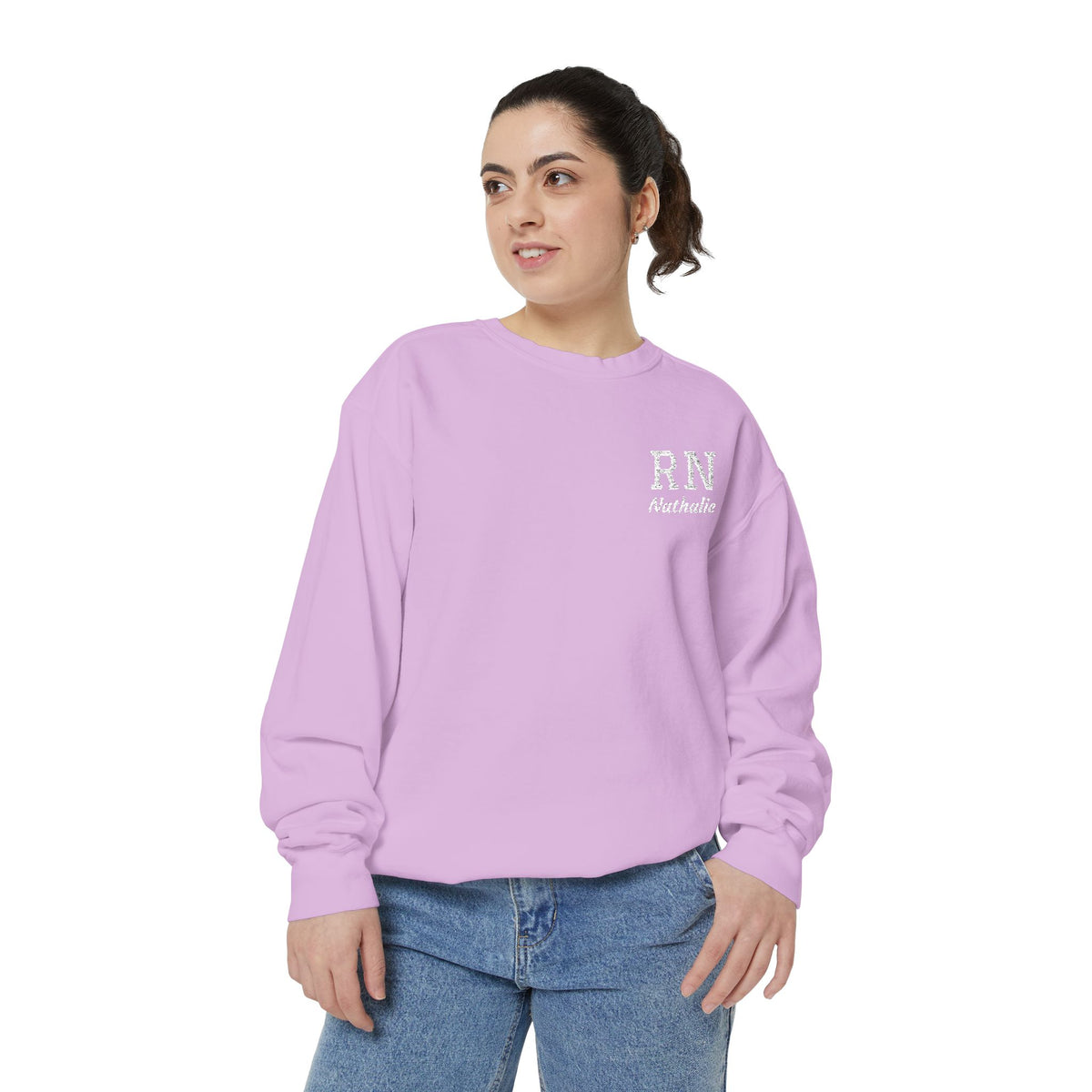 Personalized Embroidered RN Nurse Sweatshirt | Custom Name Registered Nurse Crewneck | Nurse Graduation Gift | Comfort Colors | Pocket Design