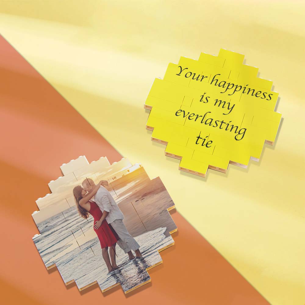 Personalized photo brick puzzle with a couple, music code design, PVC material, 'Your happiness' gift.