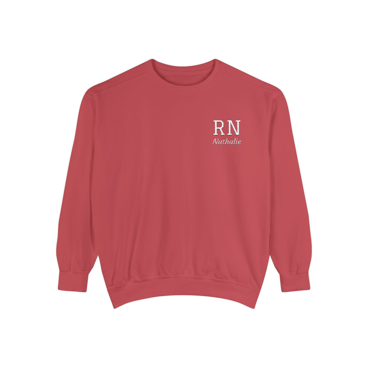 Personalized Embroidered RN Nurse Sweatshirt | Custom Name Registered Nurse Crewneck | Nurse Graduation Gift | Comfort Colors | Pocket Design