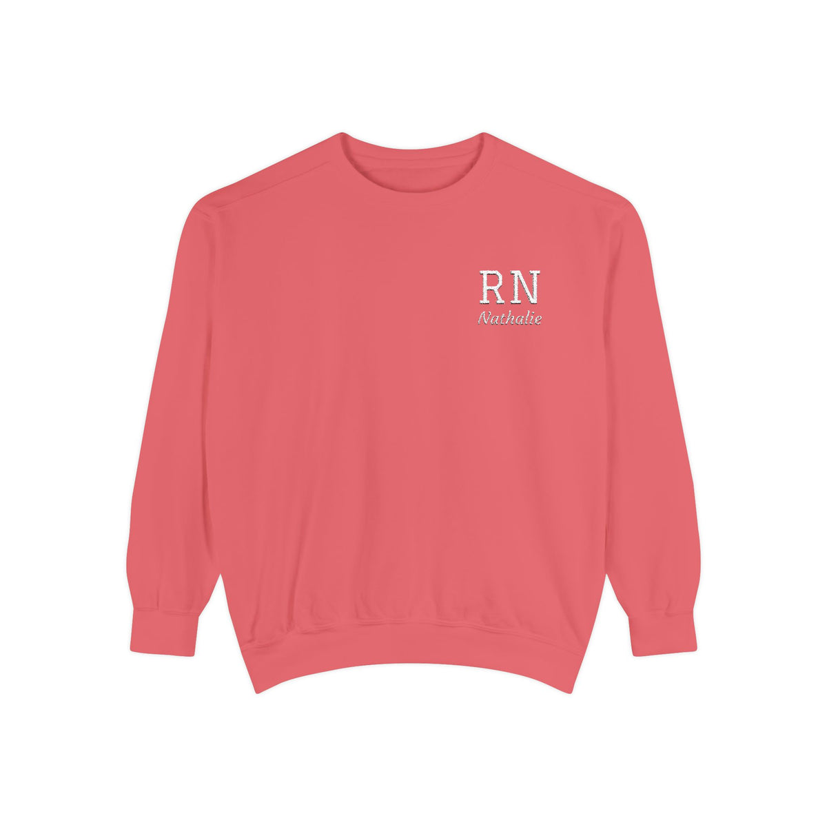 Personalized Embroidered RN Nurse Sweatshirt | Custom Name Registered Nurse Crewneck | Nurse Graduation Gift | Comfort Colors | Pocket Design