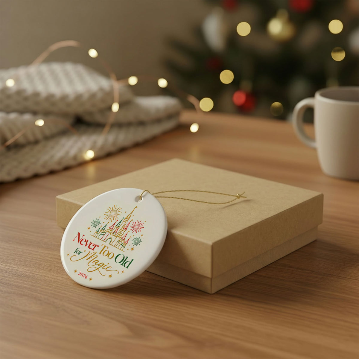 Never Too Old for Magic 2026 Ceramic Christmas Ornament