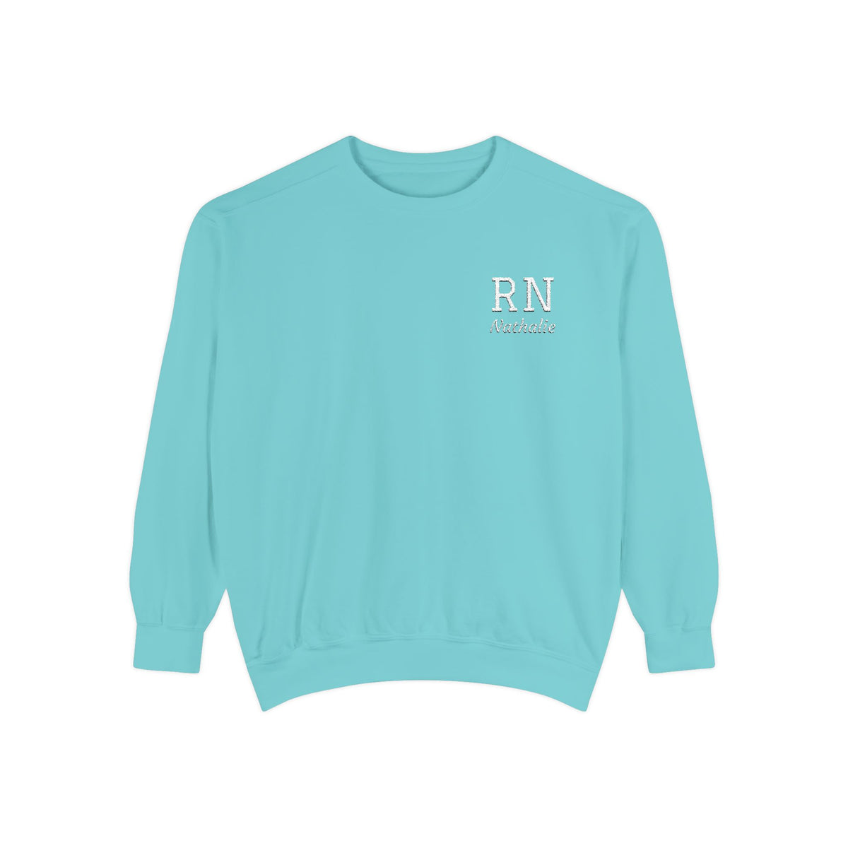Personalized Embroidered RN Nurse Sweatshirt | Custom Name Registered Nurse Crewneck | Nurse Graduation Gift | Comfort Colors | Pocket Design