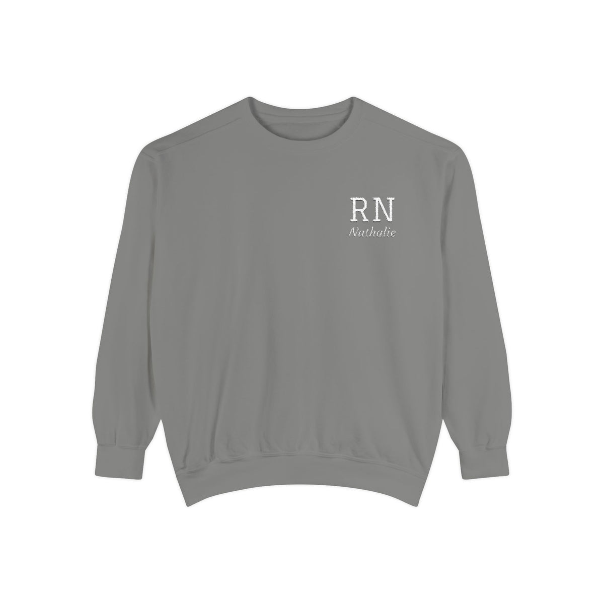 Personalized Embroidered RN Nurse Sweatshirt | Custom Name Registered Nurse Crewneck | Nurse Graduation Gift | Comfort Colors | Pocket Design