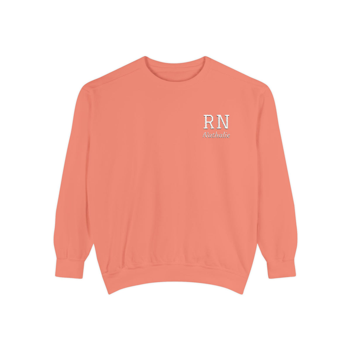 Personalized Embroidered RN Nurse Sweatshirt | Custom Name Registered Nurse Crewneck | Nurse Graduation Gift | Comfort Colors | Pocket Design