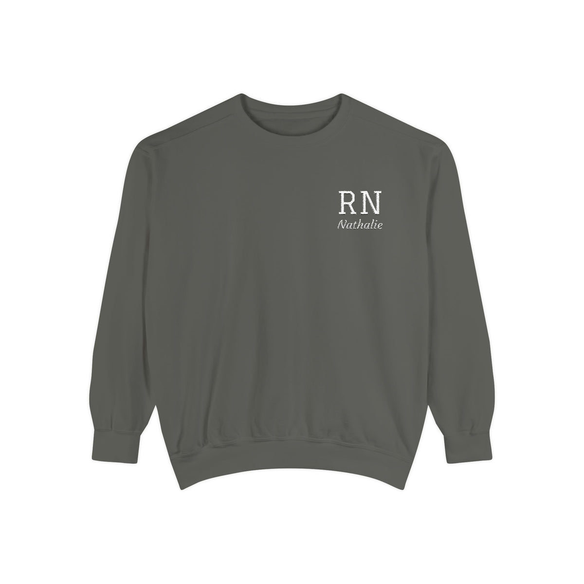 Personalized Embroidered RN Nurse Sweatshirt | Custom Name Registered Nurse Crewneck | Nurse Graduation Gift | Comfort Colors | Pocket Design