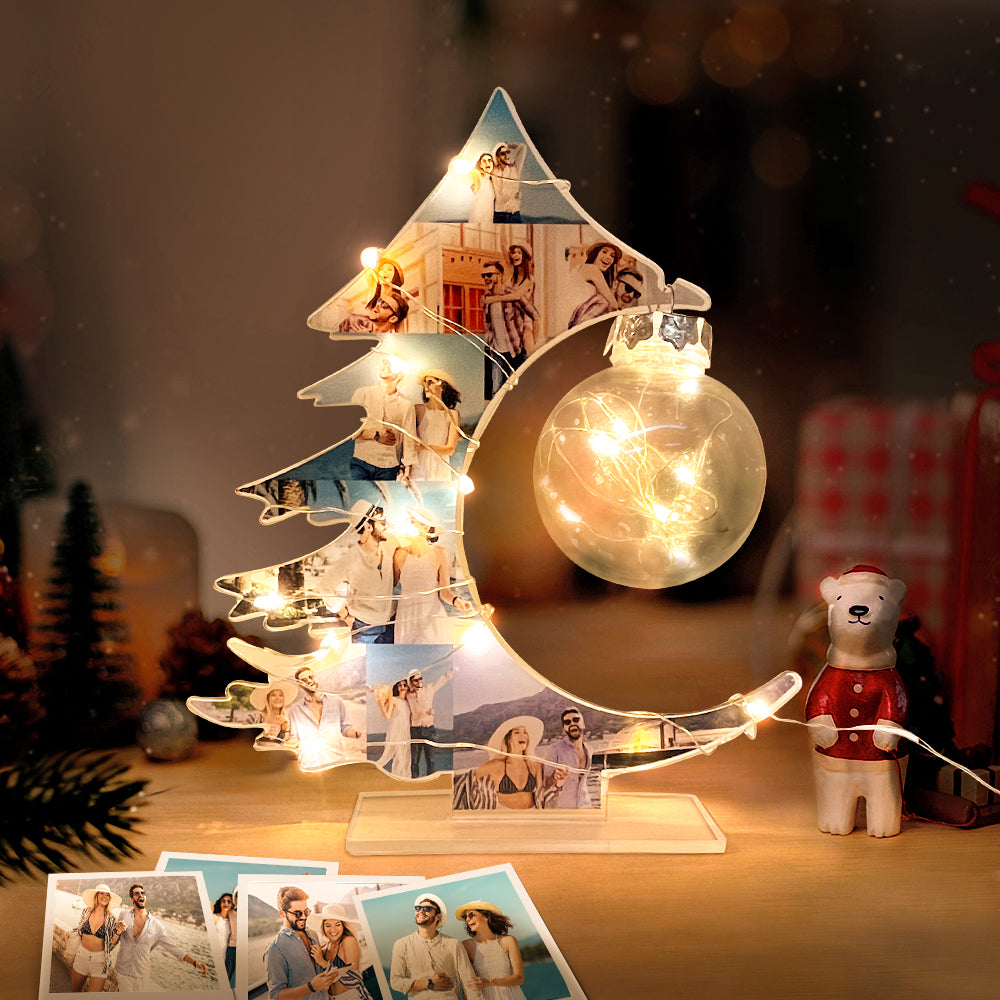 Custom Photo Christmas Tree Night Light, Acrylic Home Decor Gift