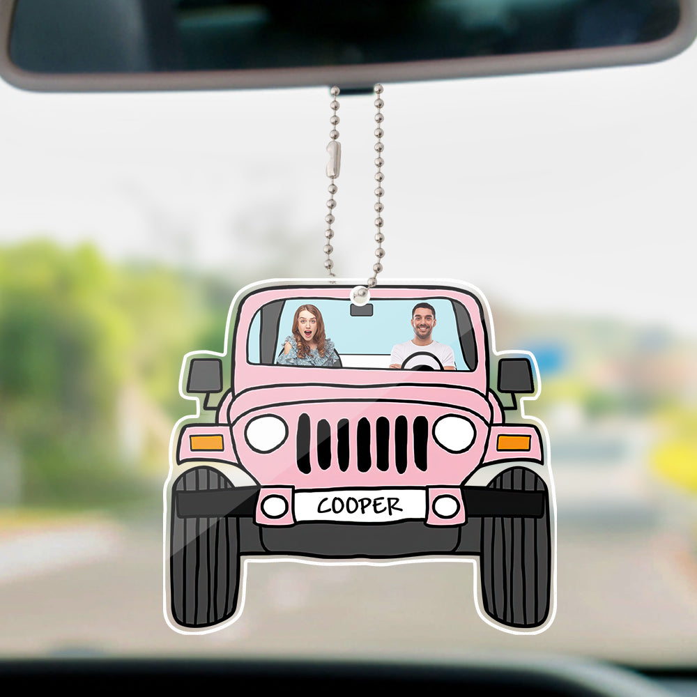 Pink Off Road Car Photo Hanging Ornament - Personalized Car Decoration